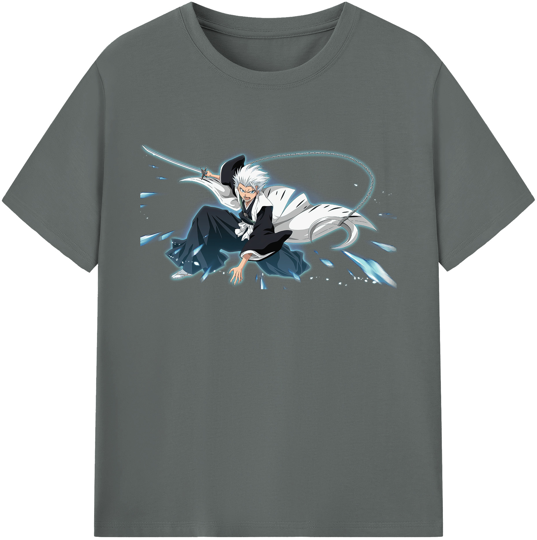 （画像用） ブリーチ 日番谷冬獅郎（ひつがや とうしろう） BLEACH Hitsugaya Toushirou 綿100％ メンズ半袖Tシャツ｜肌触りやわらか＆通気性